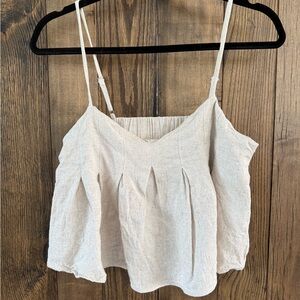 Promesa Beige Linen Blend Smocked Back Tank M